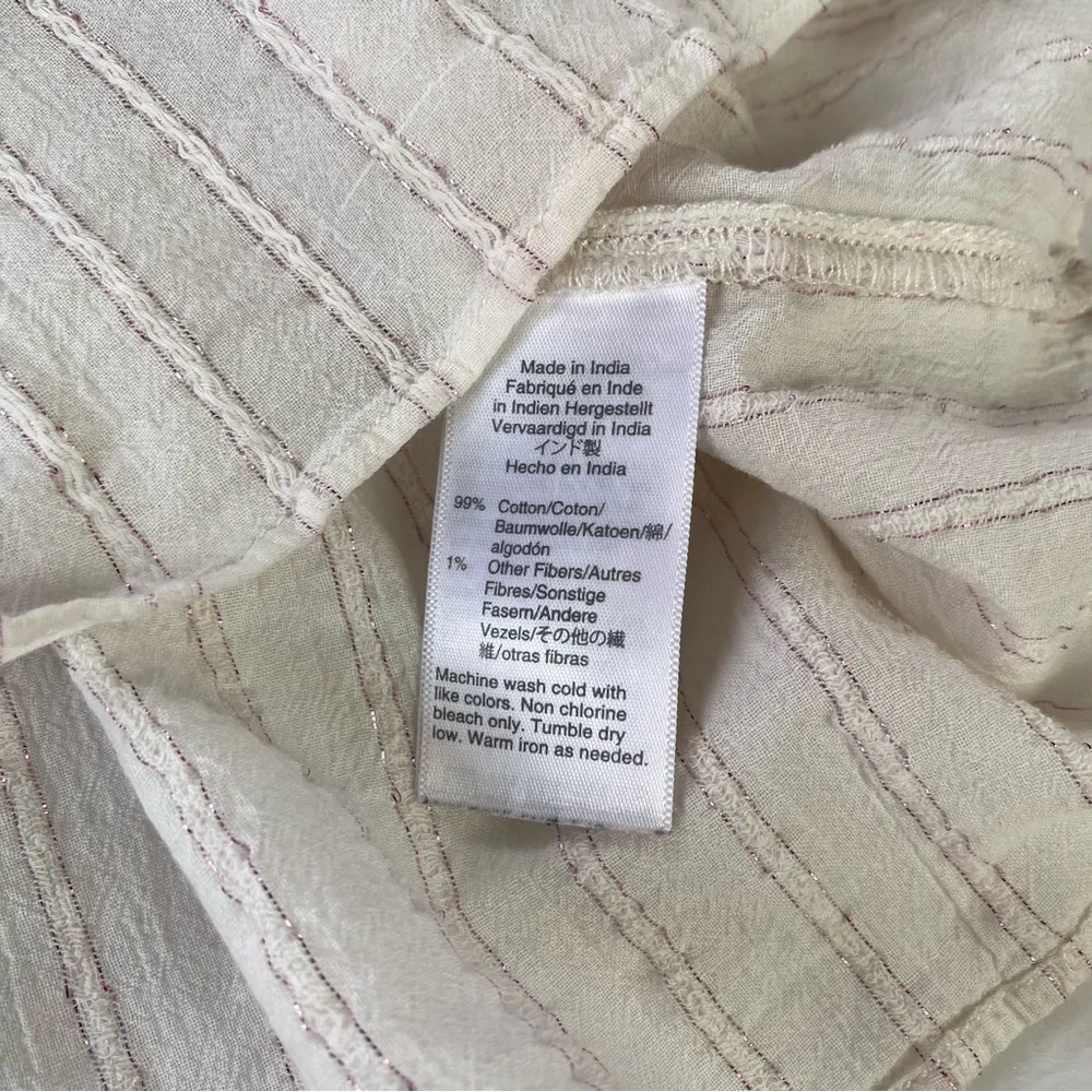 Madewell White Pink Metallic Striped Peplum Top Medium - Picture 10 of 10